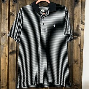 IZOD Men's Striped Polo Shirt in Black and White